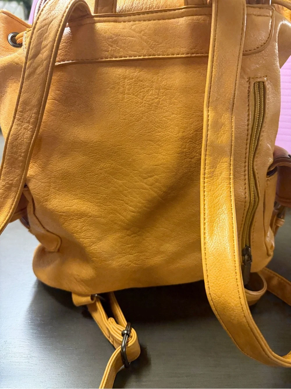 Montana West Mustard Leather Braided Accent Backpack